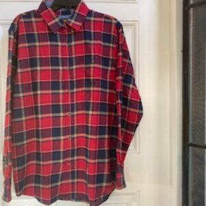 Lee Flannel Shirt Red & Tan Long Sleeve Button Front Button Cuff Shirt NWT Lge